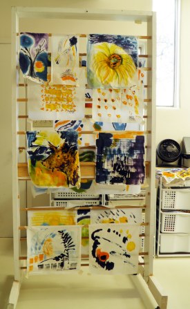 Painted blocks on the Drying Rack