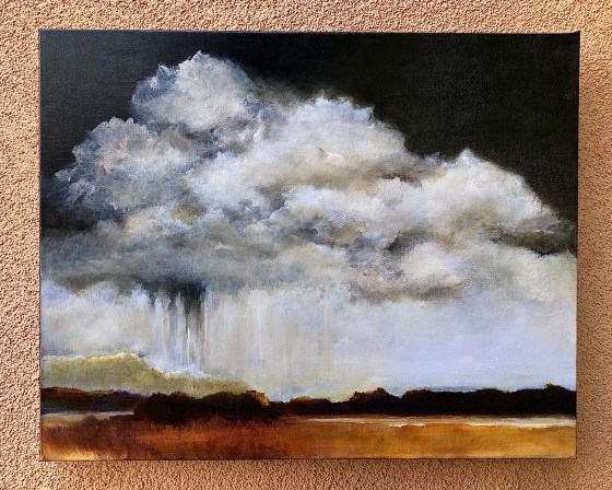 Acrylic painting of Virgo over Arroyo Seco NM